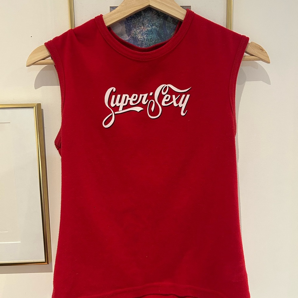Red Sleeveless Top with Graphic Print
